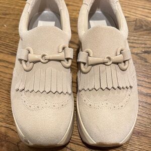 Dolce Vita Cream Loafers with Fringe Detail
